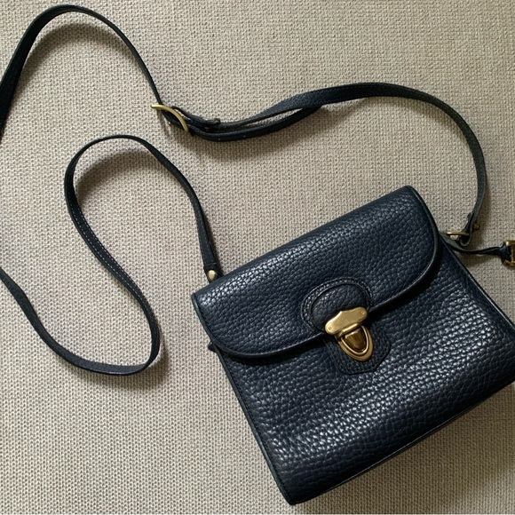 Dooney & Bourke Handbags - Vintage Dooney and Bourke, Dark Navy Leather, Crossbody Bag, Little Lock Purse